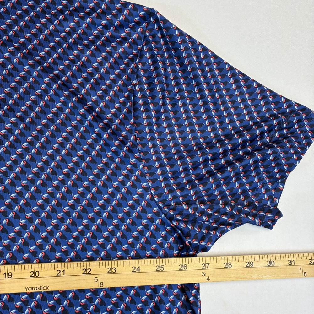Ben Hogan Polo Shirt Mens 2XL Navy Blue Toucan Print‎ Performance Golf Stretch - Picture 6 of 7